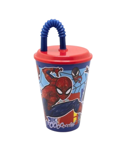 VASO C/PAJITA SPIDERMAN 430ML UNIDAD