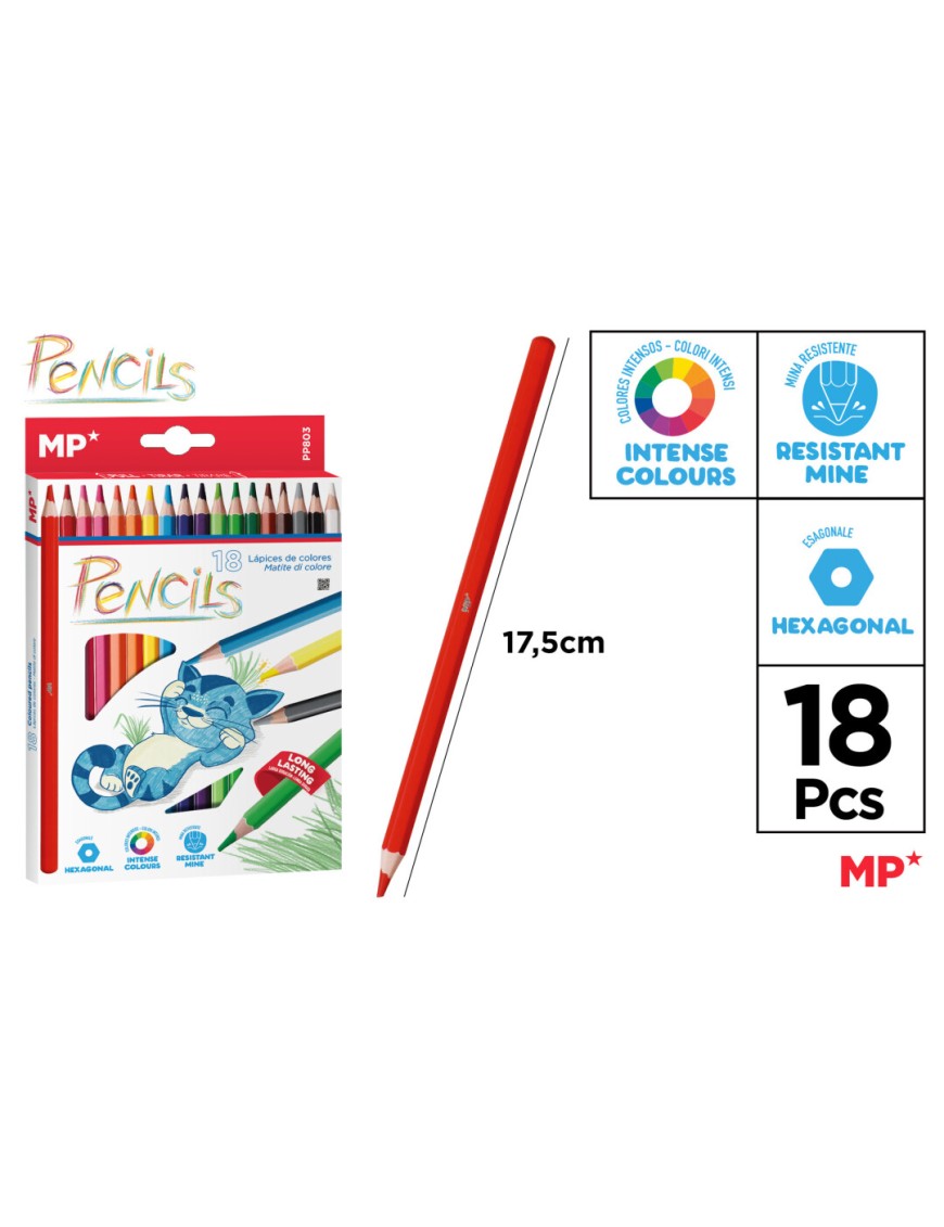 PP LAPIZ MP COLORES PAQUETE 18 UD