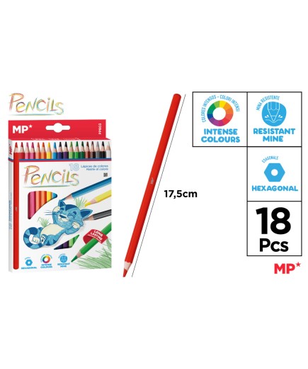 PP LAPIZ MP COLORES PAQUETE 18 UD