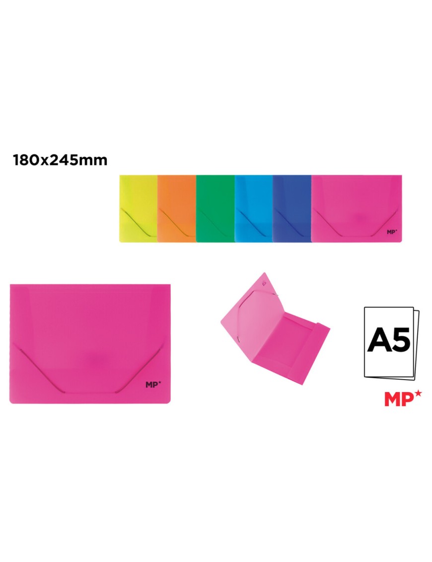PP CARPETA MP A5 C/SOLAPA Y GOMA COLORES UD