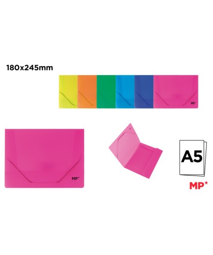 PP CARPETA MP A5 C/SOLAPA Y GOMA COLORES UD