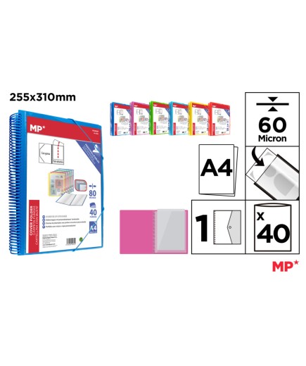 PP CARPETA MP 40 FUNDAS A4 C/ESPIRAL Y GOMAS UD