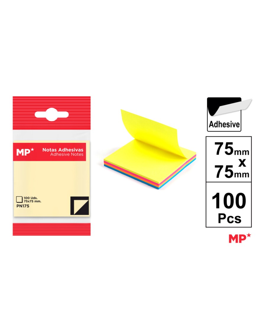 PP NOTAS MP COLOR SURTIDAS 75X75 MM P/100 UD