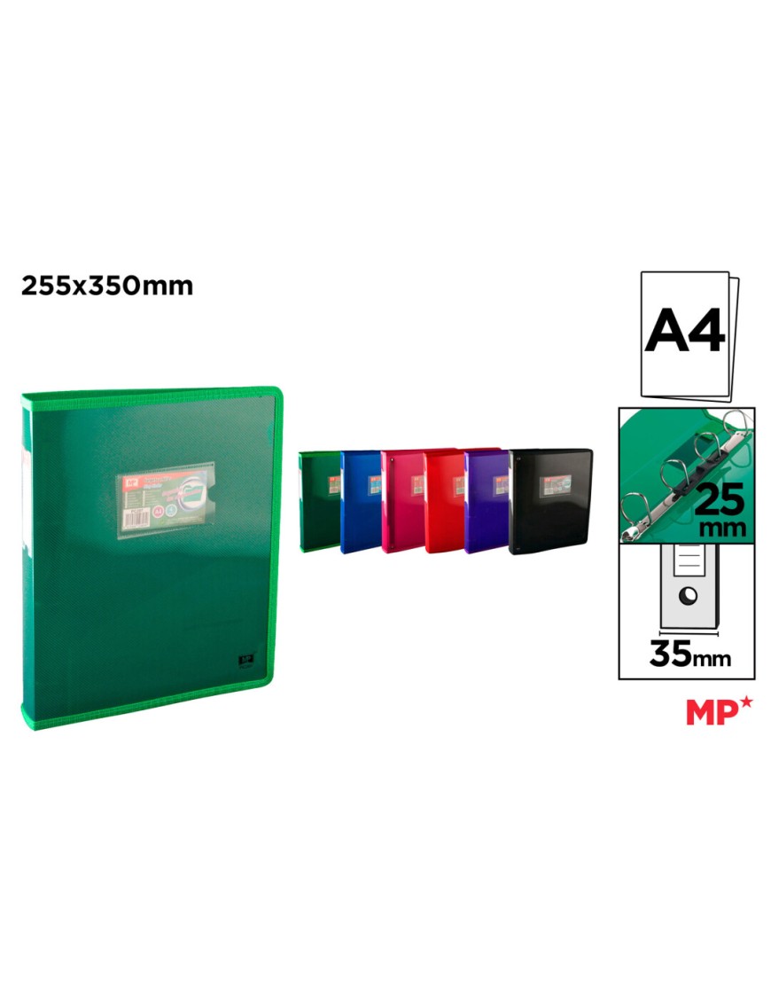 PP CARPETA MP 4 ANILLAS S/RECAMBIO TRANSLUCIDA UD