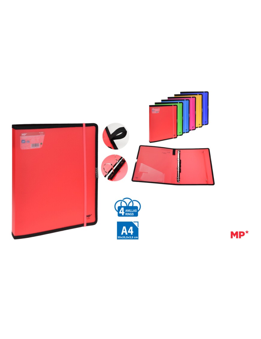 PP CARPETA MP 4 ANILLAS S/RECAMBIO C/GOMA UD