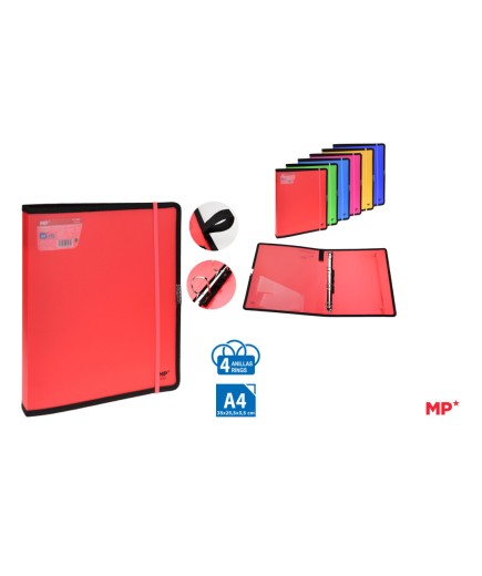 PP CARPETA MP 4 ANILLAS S/RECAMBIO C/GOMA UD