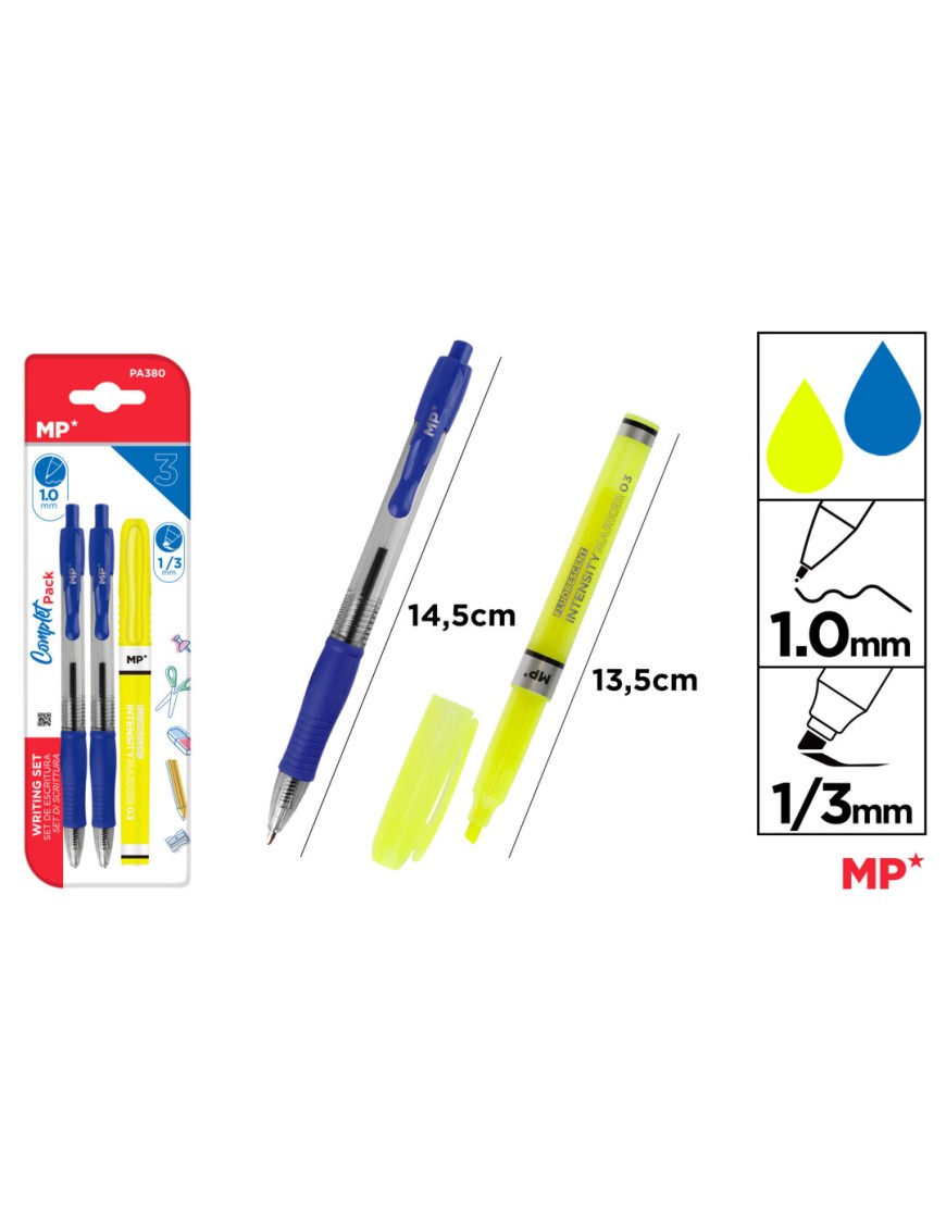 PP BOLIGRAFO AZUL 2UDS+ FLUORESCENTE UNIDAD