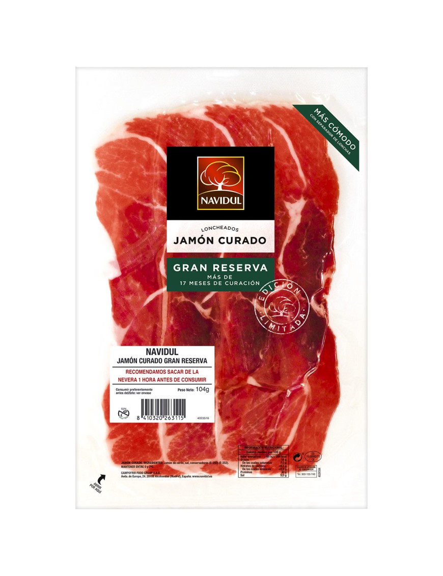 JAMON LONCHA CURAD. GRAN RVA NAVIDUL C/42685 B/95G
