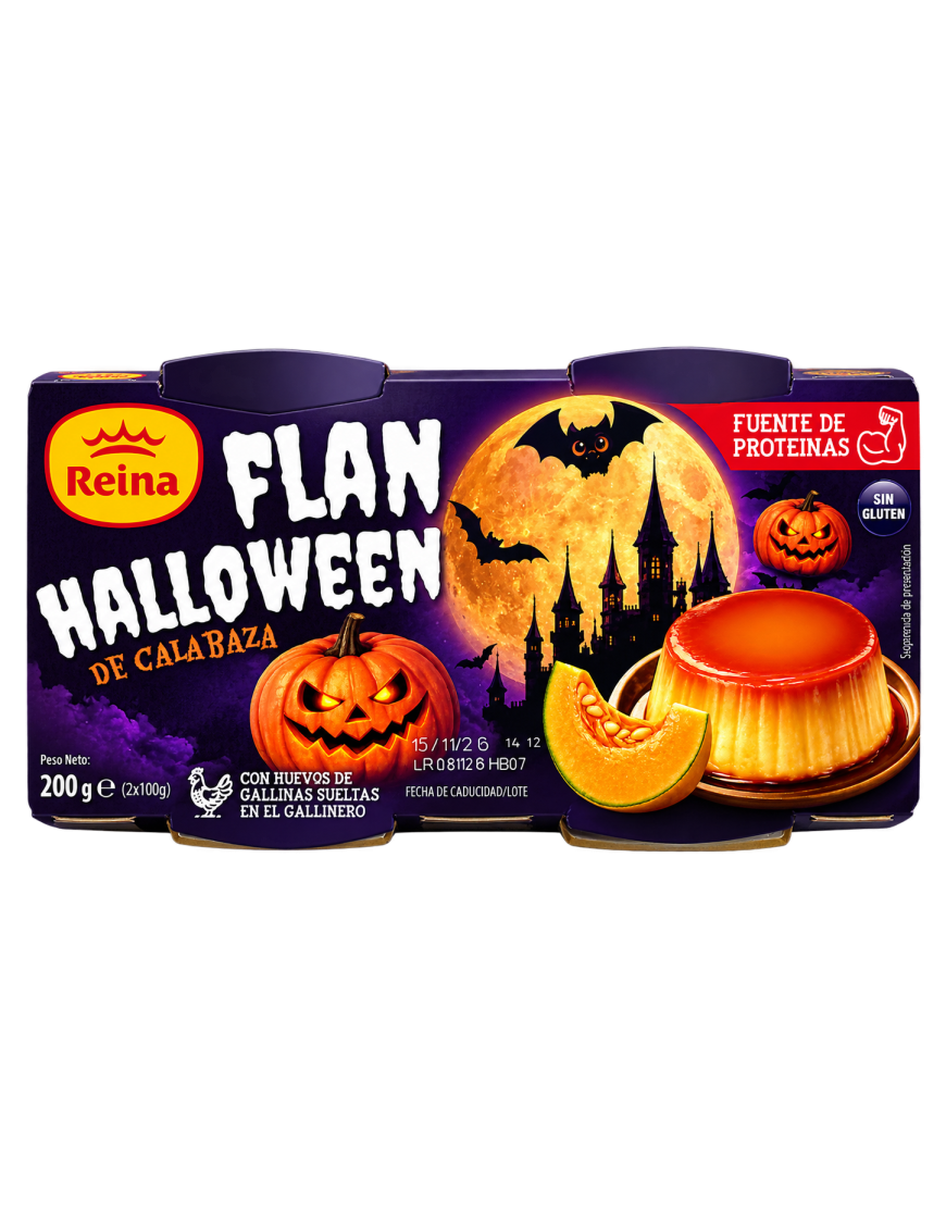 POSTRES REINA FLAN DE CALABAZA HALLOWEEN 2X100G
