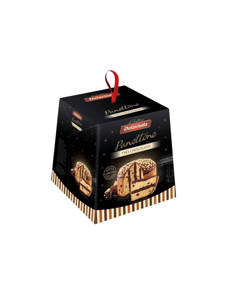 PANETTONE DELAVIUDA TRES CHOCOLATES EST/750 GR