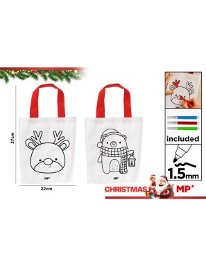 PP BOLSA NAVIDEÑA COLOREABLE MP + ROTURADORES UD