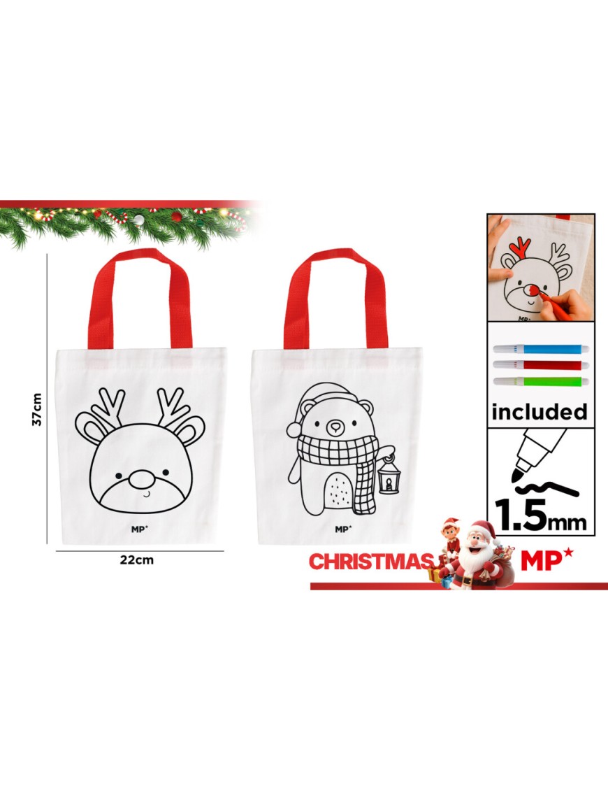 PP BOLSA NAVIDEÑA COLOREABLE MP + ROTURADORES UD
