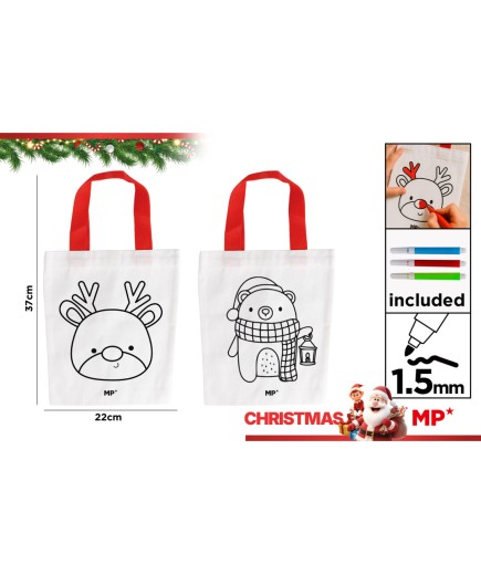 PP BOLSA NAVIDEÑA COLOREABLE MP + ROTURADORES UD