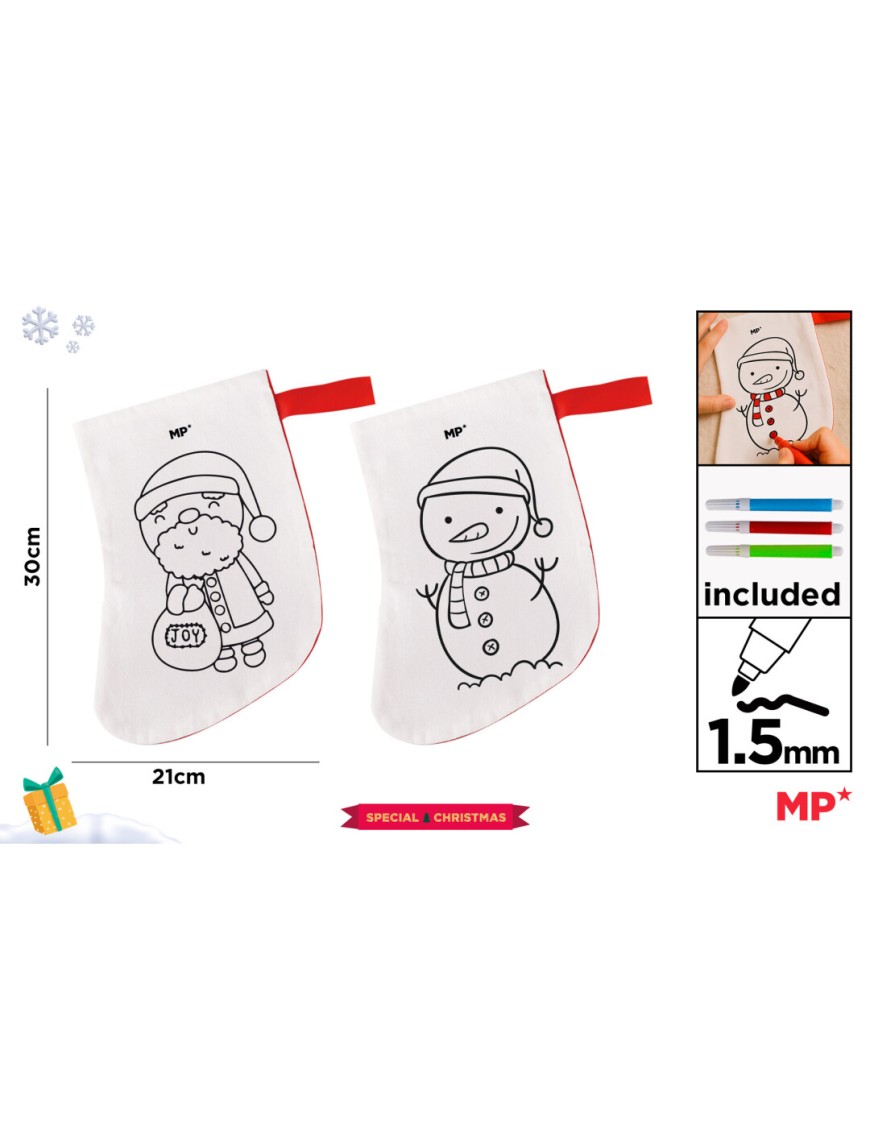PP CALCETIN NAVIDEÑO PARA COLOREAR+ROTULADORES UD