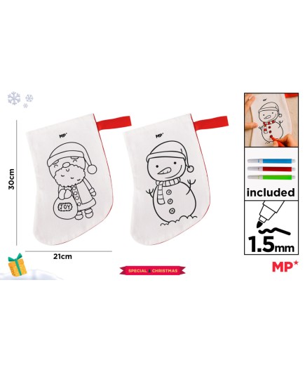 PP CALCETIN NAVIDEÑO PARA COLOREAR+ROTULADORES UD