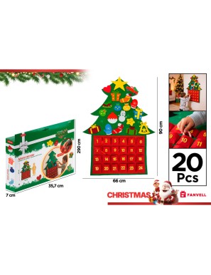 CALENDARIO ADVIENTO ARBOL NAVIDAD 90X66CM UD
