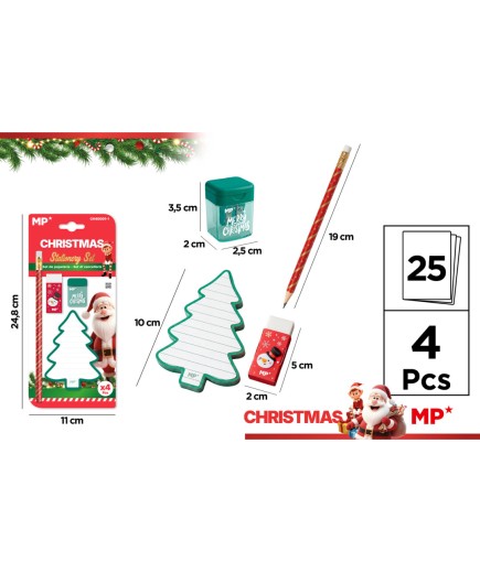 PP SET ESCRITURA NAVIDAD LAPIZ+NOTAS+GOMA+SACAP UD