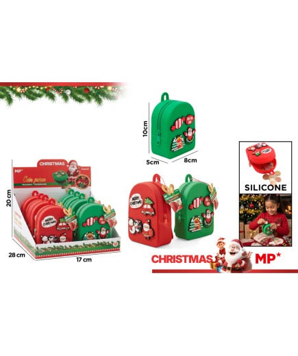 PP MONEDERO NAVIDAD SILICONA ROJO/VERDE UD