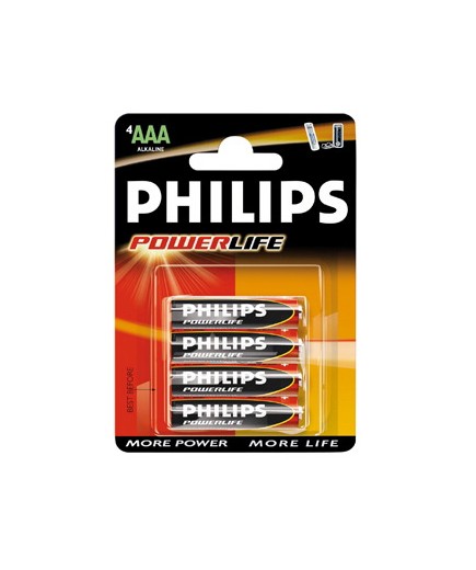 PILAS PHILIPS ALK. POWER LIFE LR03 1.5V B/4 UD