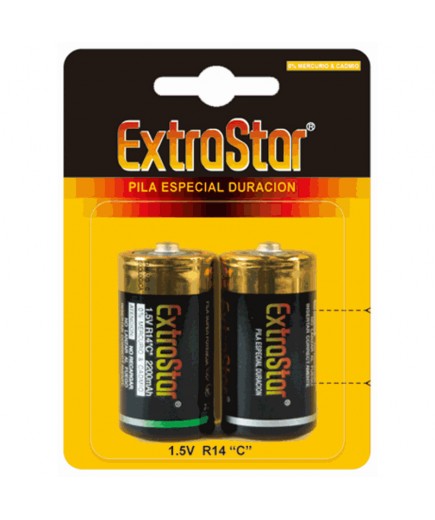 PILAS EXTRASTAR ESPECIAL DURACION "R14"1,5V B/2 UD