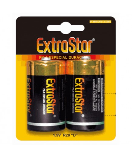 PILAS EXTRASTA/HOMEPLU ESP. DUR. "R20"1,5V B/2 UD