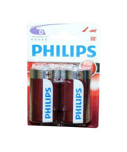 PILAS PHILIPS ALK. POWER LIFE LR20 1.5V B/2 UD.