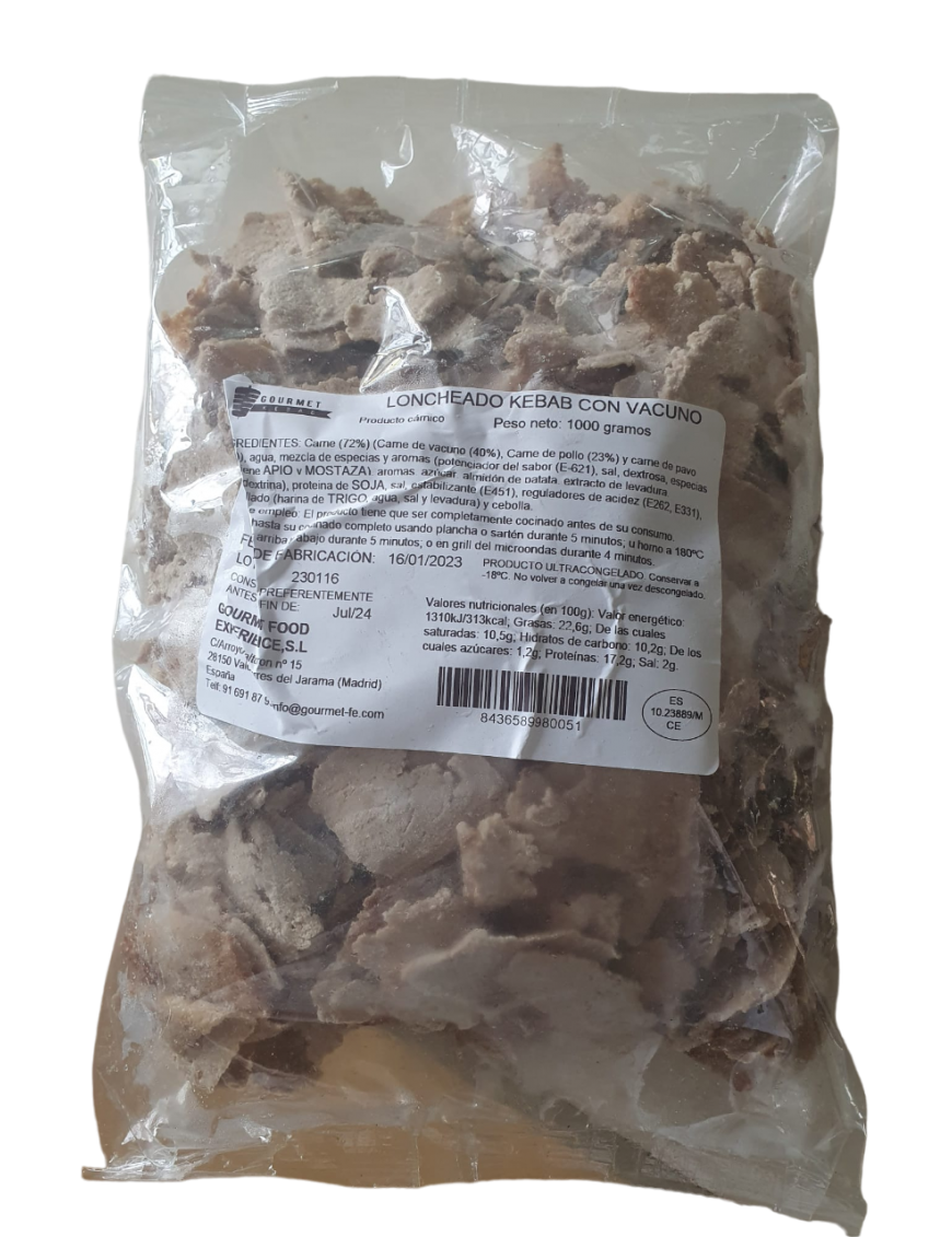 KEBAB TERNERA TIRAS GOURMET KEBAB B/1 KG