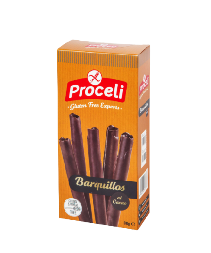 S/GLUTEN PROCELI BARQUILLLOS AL CACAO P/90 GR