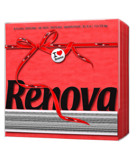 SERVILLETA 30X32 RENOVA RED LABEL 1 CAPA P/140 UD