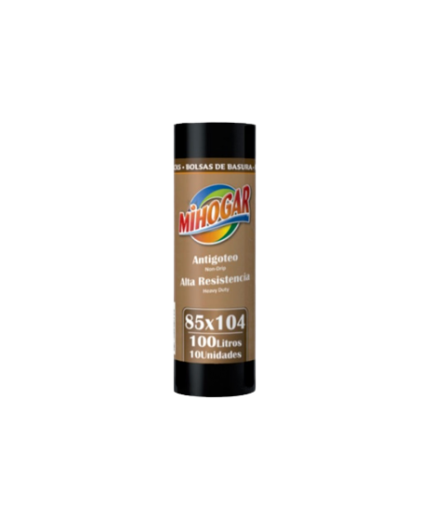B/BASURA 85X104 S/ASA MIHOGAR NEGRA 100 L B/10 UD