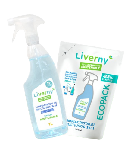 LIMPIACRISTAL  LIVERNY MULTIUSO 2EN1 ECOPACK 250ML