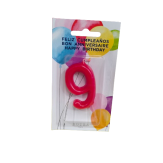 VELA CUMPLEAÑOS ROJA NUMERO  "9"