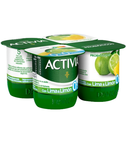 DANONE ACTIVIA 0% CON LIMA LIMON  PACK-4UD