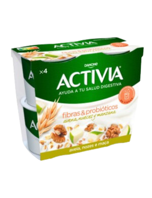 DANONE ACTIVIA AVENA, NUECES Y MANZANA P/4UD