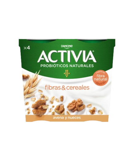 DANONE ACTIVIA FIBRA C/AVENA Y NUECES PACK4X120GR.
