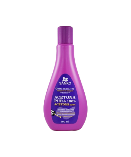 QUITAESMALTE UÑAS SANKO ACETONA PURA BOT/200 ML