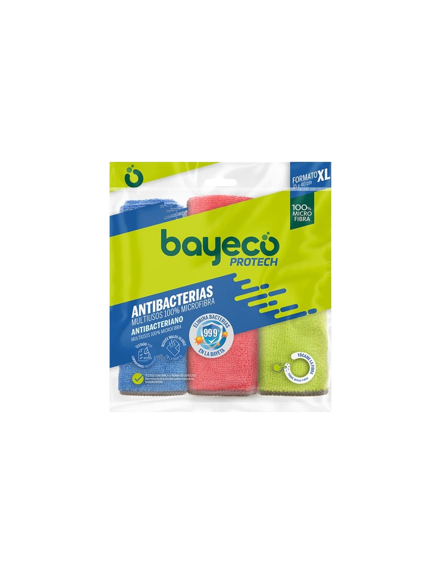 BAYETA MICROFIBRA MULTICOLOR BAYECO ANTIB. P/3 UD
