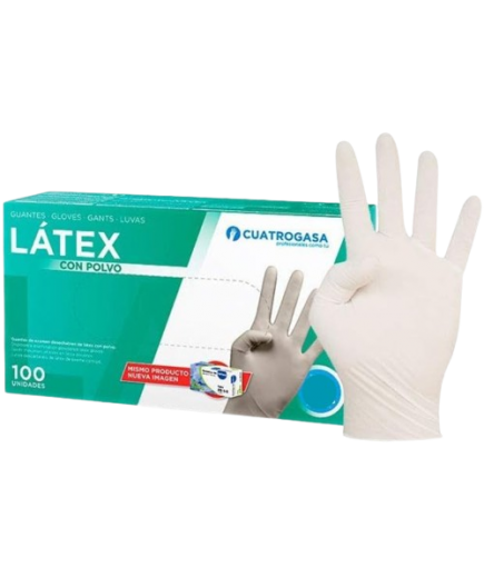 GUANTES LATEX C/POLVO 4 GASAS TALLA S  P/100 UD