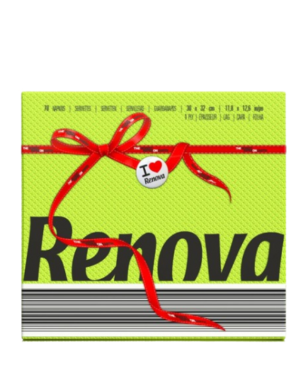 SERVILLETA 30X32 RENOVA COLORES 1 CAPA P/70 UD