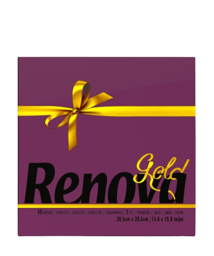 SERVILLETA 39X39 RENOVA 2 CAPAS GOLD COLORES P/40 