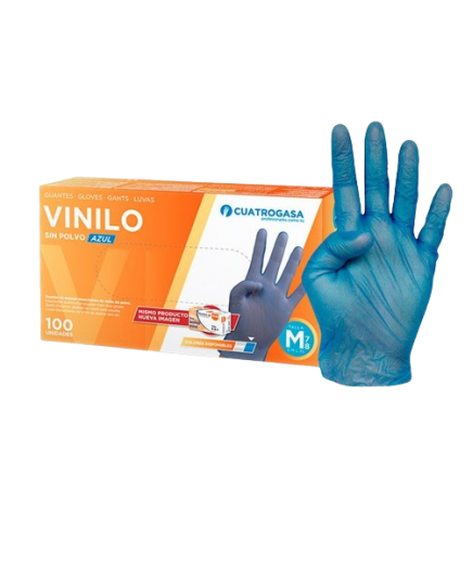 GUANTES VINILO S/POLVO 4 GASAS T/S. P/100 UD