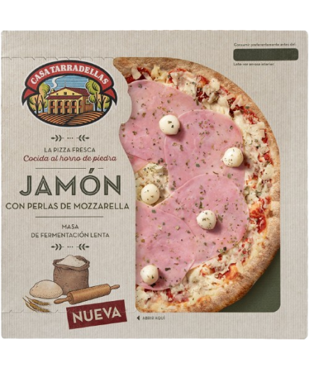 PIZZA CASATARRD/400.GR.JAMON C/PERLAS MOZZARELLA