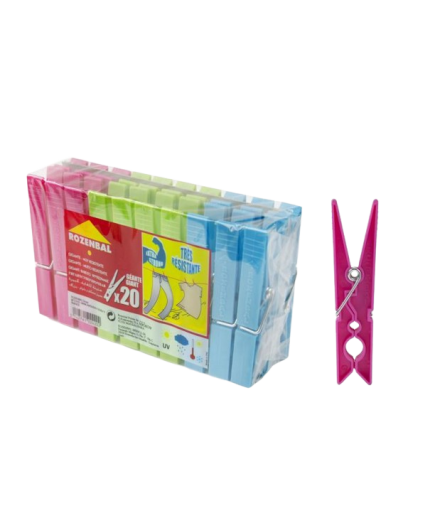 PINZAS ROPA PLASTICO ROZENBAL GIGANTE P/20 UD